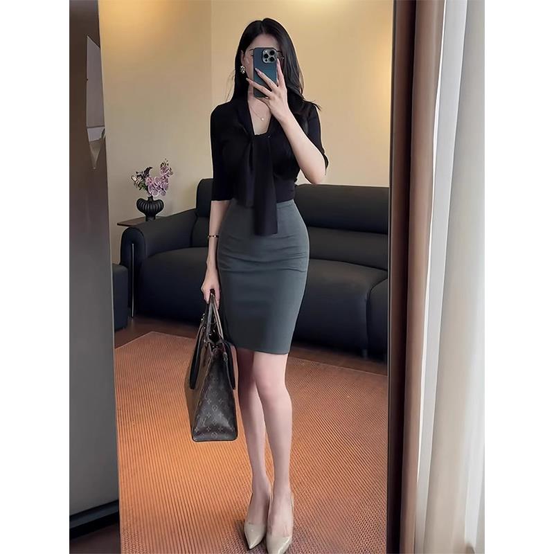 职业两件套装女春秋欧货轻熟风气质高腰显瘦高级感ol风包臀半身裙