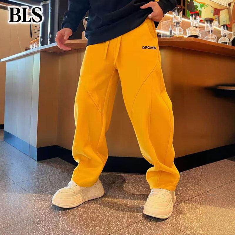 高端弯刀休闲裤男款秋冬季2025新款加绒加厚宽松百搭男士运动卫裤