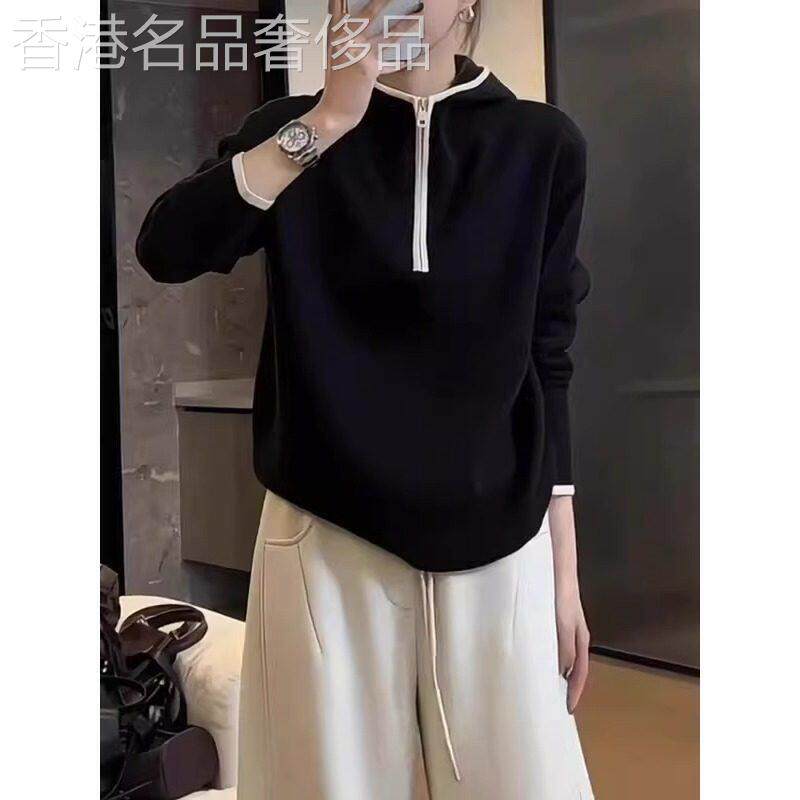 高级半拉链连帽套头卫衣女春季新款大码胖MM休闲宽松显瘦长袖上衣