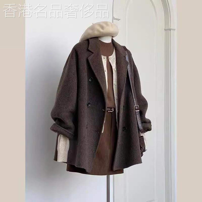 毛呢西装外套女秋冬季加厚2025新款高级感宽松气质小个子呢子大衣