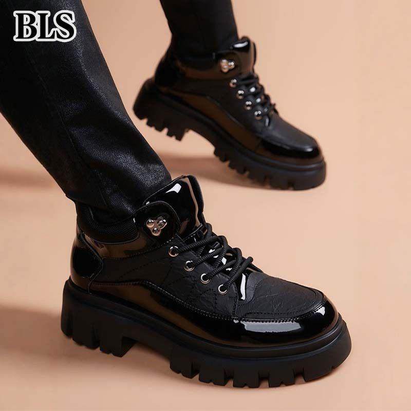 高端真皮厚底马丁靴男款秋冬季2025新款短筒工装靴男士英伦风短靴