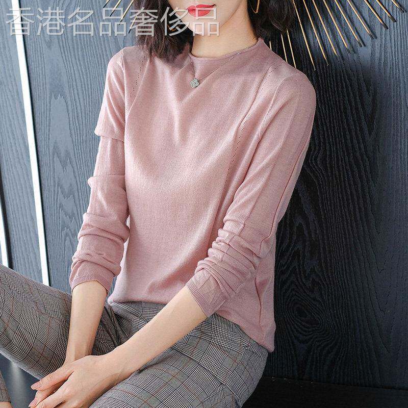 洋气内搭薄款针织打底衫女秋冬新款时尚气质修身上衣大码休闲毛衣