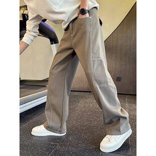 潮牌2025新款男士牛仔裤高级感秋冬季加绒裤子男款痞帅直筒阔腿裤