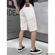 复古牛仔短裤男士2025夏季新款修身外穿直筒裤白色简约弹力五分裤