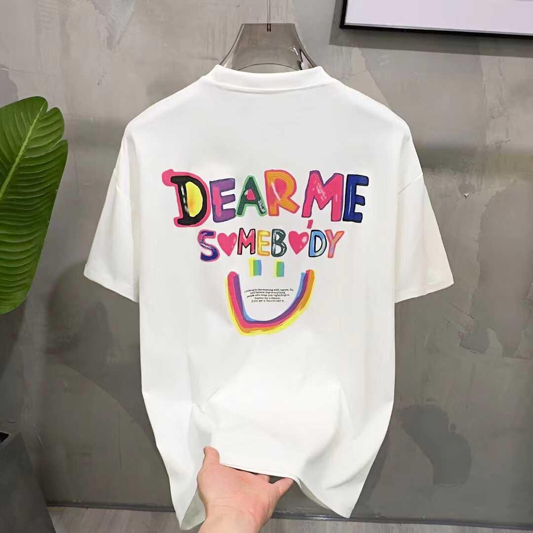 美式彩色字母笑脸短袖T恤