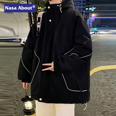NASA联名纯色羽绒服男简约百搭款加厚保暖男女同款冬装外套情侣款