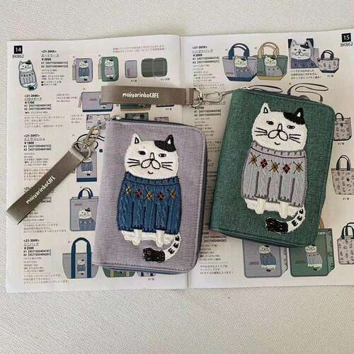 日本kusgr刺绣胖猫包多层