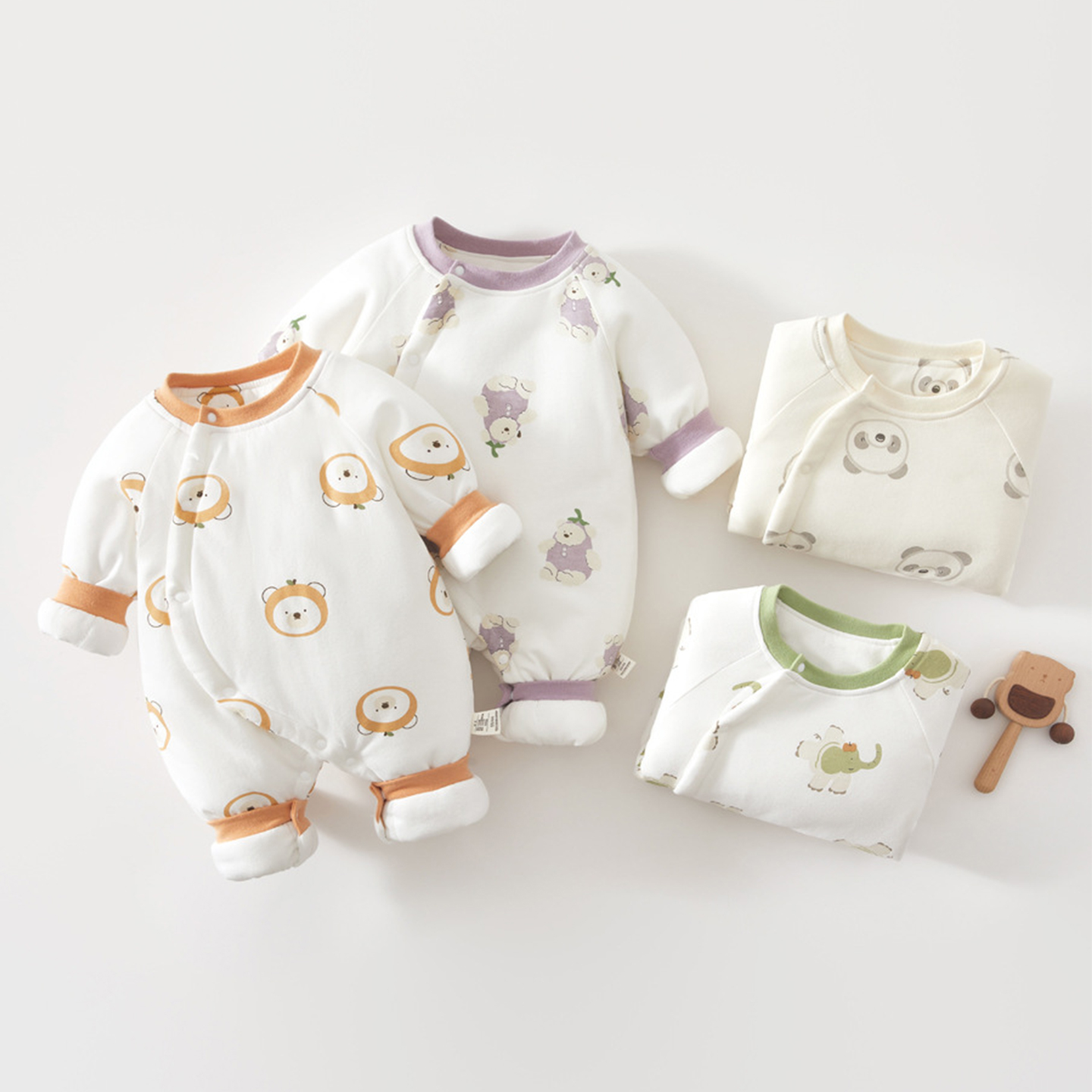 婴儿夹棉保暖棉服纯棉冬季0-6月
