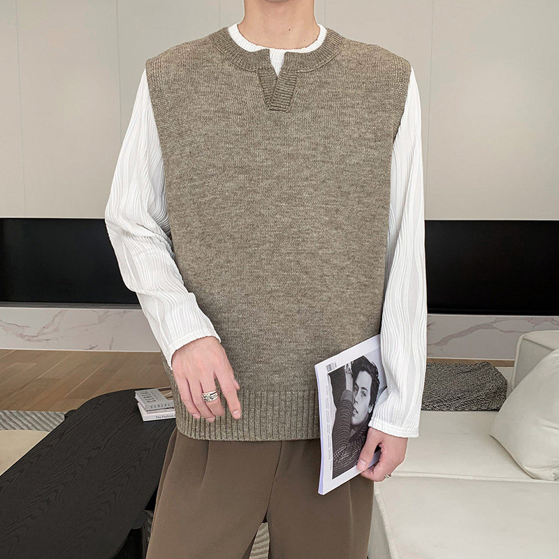 无袖坎肩针织V领INS马甲毛衣百搭休闲针织背心M20/P40降控68，男装背心/马甲，电商A243