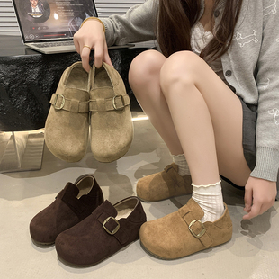 懒人一脚蹬丑萌全包博肯鞋 41到43厚底增高2025新款 加绒勃肯鞋 大码