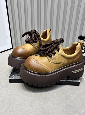 乐福鞋女今年流行爆款厚底鞋2025秋季小个子增高显脚小时尚小皮鞋