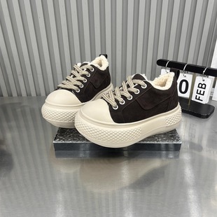 小个子增高显脚小休闲面包鞋 冬季 潮 2025新款 欧货加绒保暖厚底棉鞋