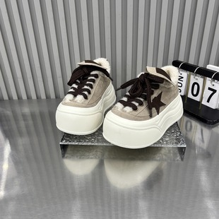 加绒保暖百搭增高显脚小休闲大棉鞋 冬季 女2025新款 欧货厚底面包鞋