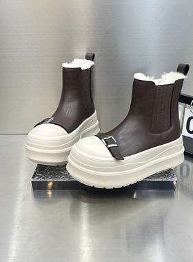 今年流行爆款烟筒靴女加绒保暖厚底短靴2025新款冬季增高雪地靴潮