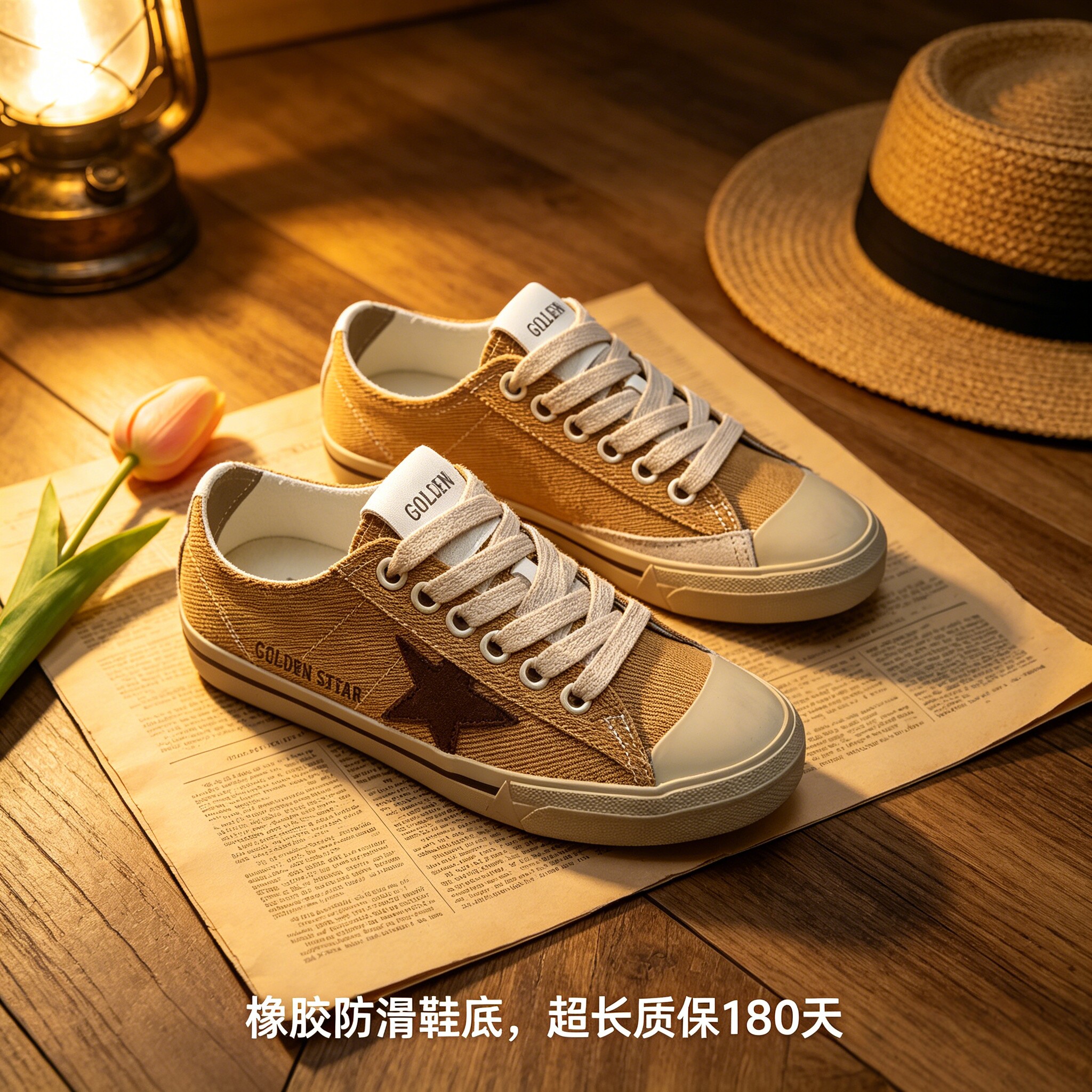 韩版星星帆布鞋女学院风做旧脏脏鞋平底系带透气百搭休闲学生板鞋