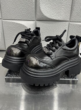 今年流行爆款厚底鞋女乐福鞋2025秋季小个子增高显脚小休闲小皮鞋