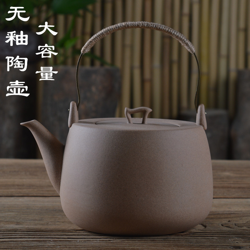 无釉大容量家用陶壶明火烧水壶紫砂电陶炉煮茶碳炉燃气灶提梁单壶