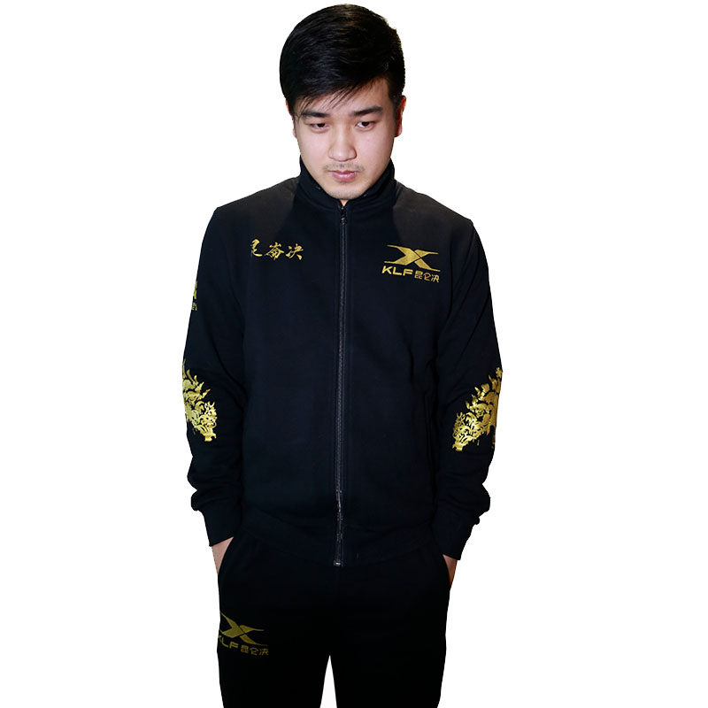 昆仑决官方正品棉质黑色烫金印花logo金标运动休闲套装