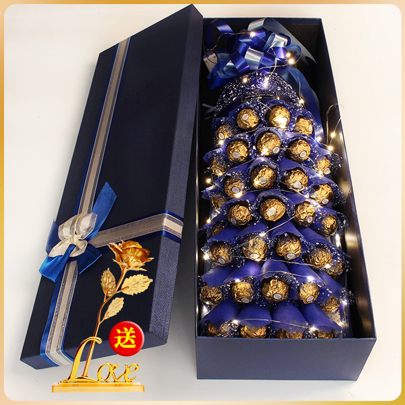 七夕情人节礼物33颗费列罗巧克力花束礼盒装成都抖音夹心生日礼物|msdalam kategori makanan ringan/Nuts/Specialty, Chocolate, coklat susu - dari Buy2taobao.com untuk memberikan perkhidmatan ejen Taobao profesional membeli