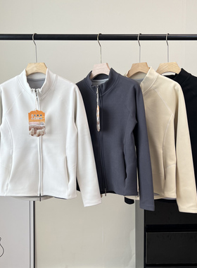 LU系同款！石墨烯小蛮腰立裁亲肤摇粒绒保暖立领开衫夹克外套女冬