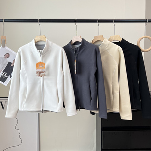 LU系同款 夹克外套女冬 石墨烯小蛮腰立裁亲肤摇粒绒保暖立领开衫