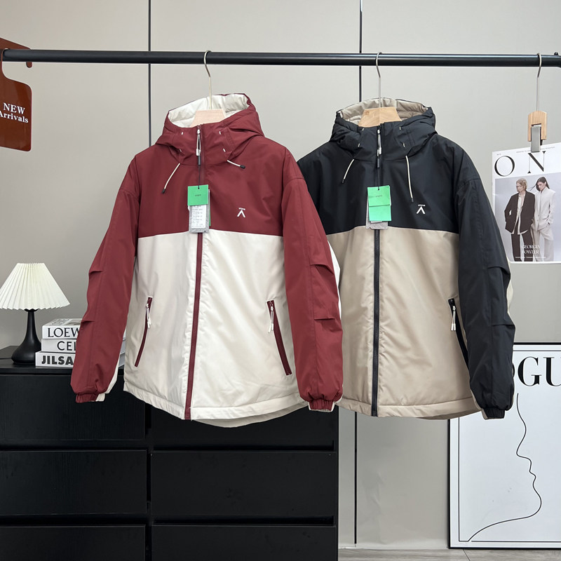 色连帽夹棉保暖冲锋衣棉服外套