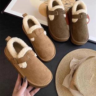 勃肯鞋 加绒平底舒适保暖毛毛棉鞋 女冬 软底一脚蹬豆豆鞋 巨好穿