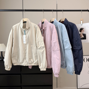 大厂订单 户外防泼水立领撞色飞行服夹克休闲外套女春 男女情侣款