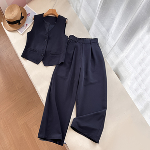 轻奢气质！高级感通勤显瘦西装马甲背心+高腰阔腿西装裤套装女春