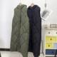 H型保暖棉马甲秋冬菱格衍缝无袖 出德国 简约连帽过膝长款 棉服外套