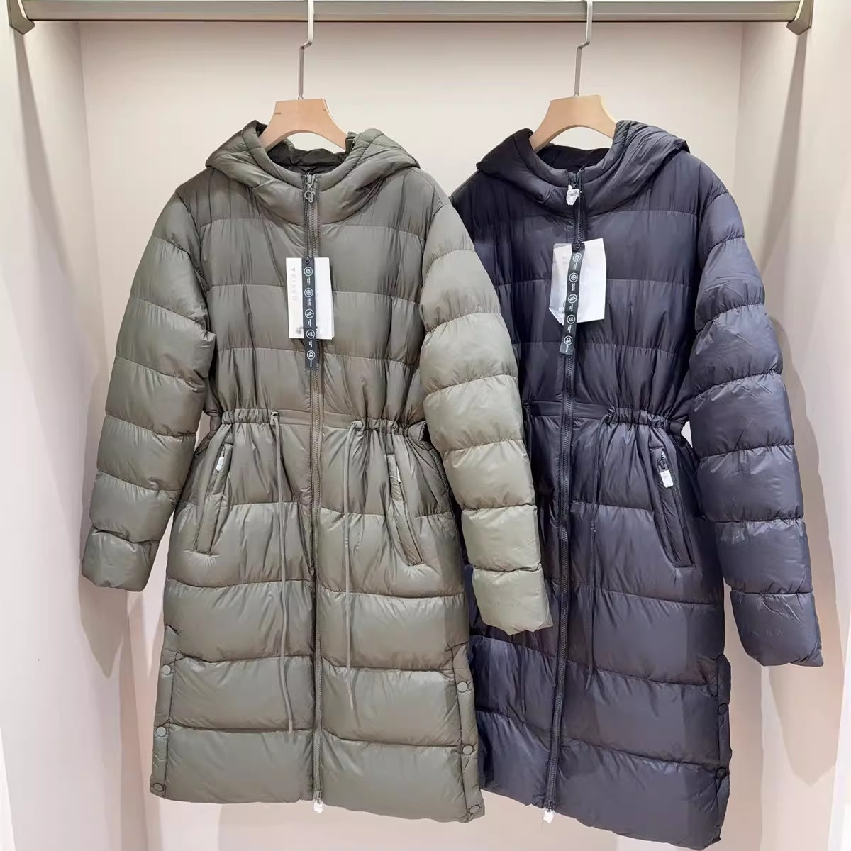 走老美！缘货~加厚保暖蓬松感连帽收腰抽绳中长款棉服外套女冬新