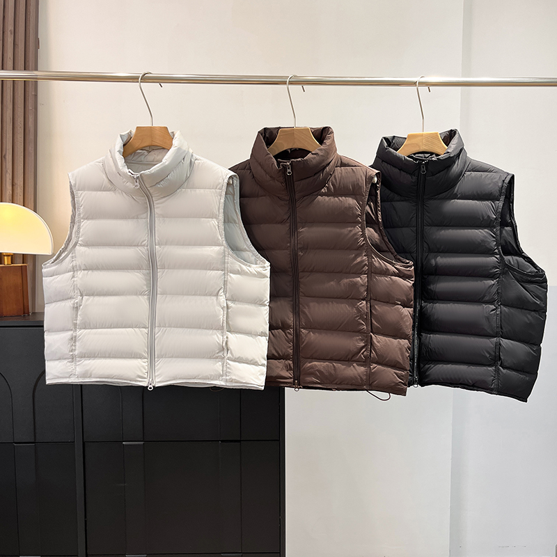 90白鸭绒立领羽绒服马甲背心外套