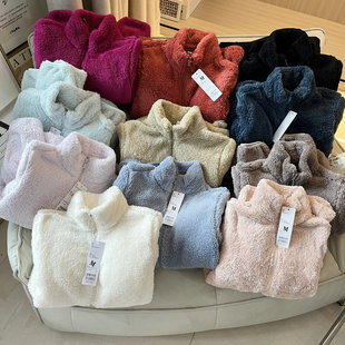 日单U 亲肤柔软舒适长绒摇粒绒立领保暖毛绒外套女上衣 秋冬新品