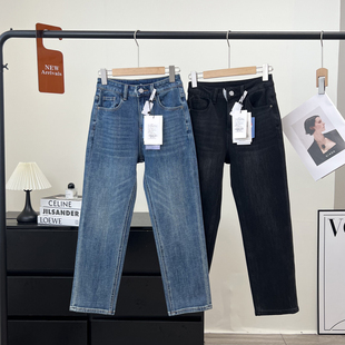 笔直薯条裤！加厚薄绒加厚烟管裤四面弹高腰显瘦九分直筒牛仔裤女