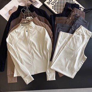 套装 LU家同款 裸感健身瑜伽外套运动裤 立体剪裁显瘦短款 一套入