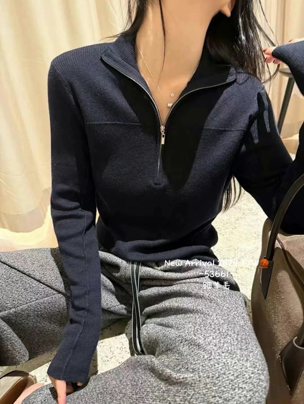 YOYO-新款韩系半拉链立领羊毛针织衫女百搭休闲宽松毛衣女