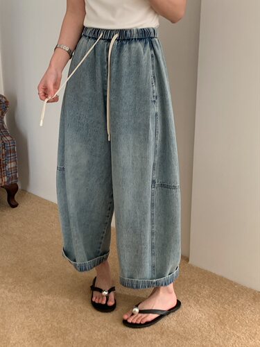 YOYO-2026早春新款韩版宽松显瘦百搭休闲裤女高腰直筒阔腿长裤子