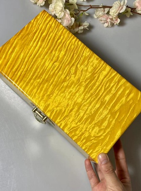 金絲楠木首饰盒黃金樟獨板水波紋首飾盒木質珠寶盒鏡箱仙作工艺