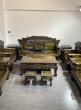 金丝楠木沙发茶几组合黄金樟大叶楠家具简约新中式实木仿古定制