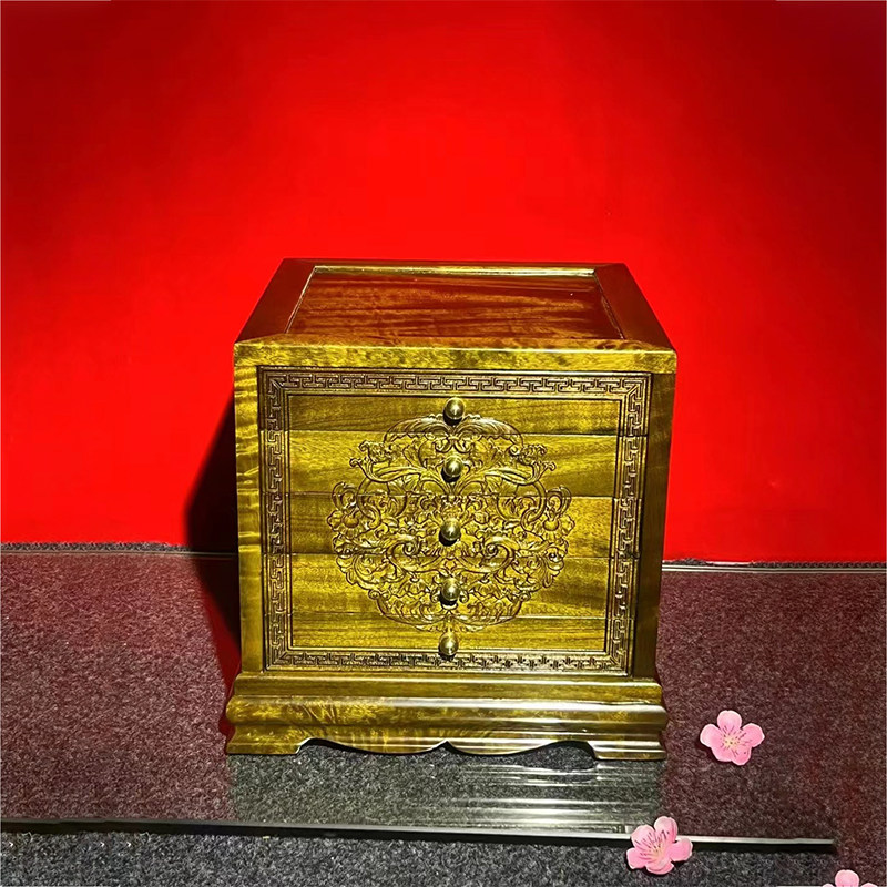北方榆木中式小型床头柜