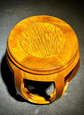 保真正宗金丝楠小叶桢楠鼓凳圆形水波纹新中式实木榫茆凳可定制