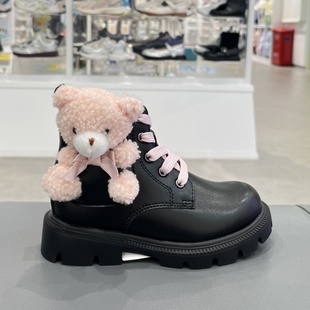 江博士专柜正品 2025新冬女童二段保暖学步休闲皮靴子1B14A4114AW