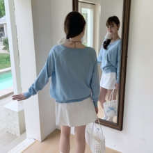 YUYUREAL 具象松弛 宽松柔软v领针织衫上衣女春秋季内搭打底衫