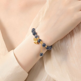 S925纯银糖心玛瑙铃兰花手串女国风小众流苏手链情人节送礼物