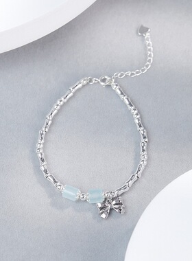 新中式S925纯银竹节蝴蝶结巴山翠手链女国风清新小众高级感送礼物