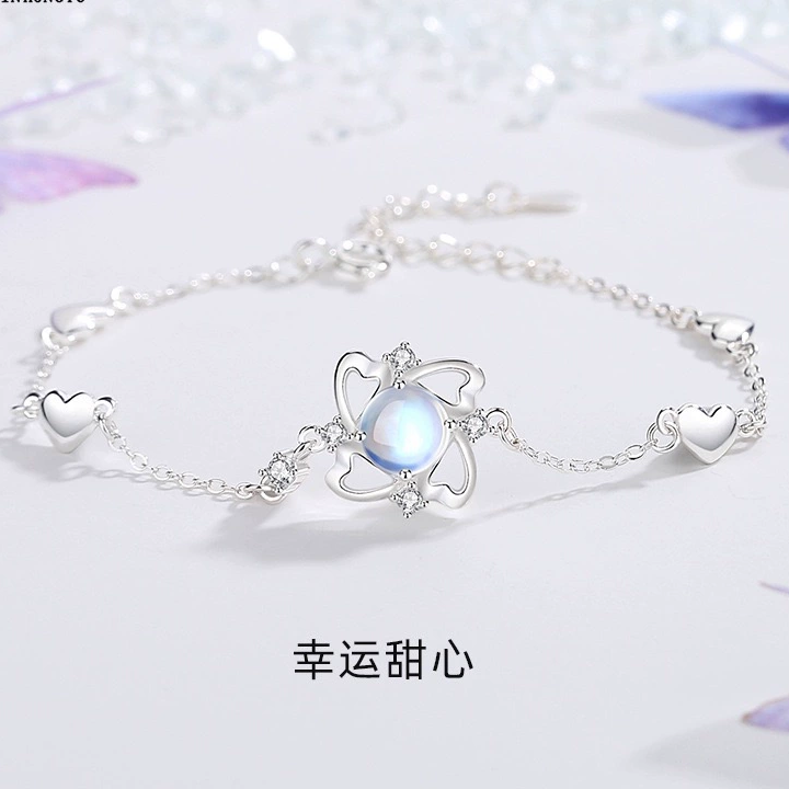 原创爱心风车手链女纯银韩版ins风小众高级感月光石心形手串