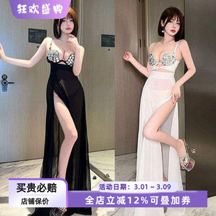 T台选秀舞台主播直播夜场女孩上班衣服性感深V聚拢显瘦礼服连衣裙