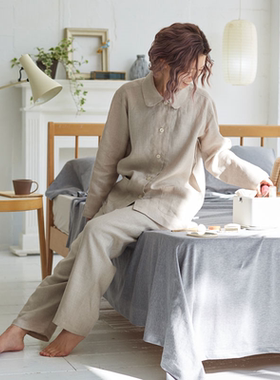 日本订单 100%欧洲雨露麻 超细21支 日式家居服/睡衣套 高端家居