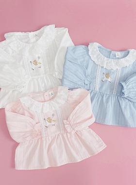 日单26小木马cottoli春夏新款女童宝宝可爱卡通长袖衬衫裙式