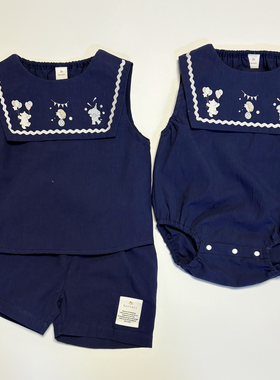 日本原单童装cottoli男童宝宝孩套装夏季无袖短裤上衣裤子小木马